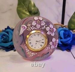 Fenton Art Glass Empress Rose Hand Painted Flowers Mini Clock by J Huffman#F07