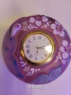 Fenton Art Glass Empress Rose Hand Painted Flowers Mini Clock by J Huffman#F07