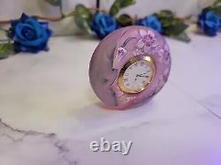 Fenton Art Glass Empress Rose Hand Painted Flowers Mini Clock by J Huffman#F07