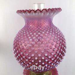 Fenton Art Glass Hobnail Table Lamp Cranberry Pink Red Gone With The Wind
