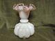 Fenton Art Glass Large 9 Peach Crest Pink White Clear Ruffled Melon Rib Vase