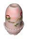 Fenton Art Glass Light Pink Fairy Lamp Handpainted Floral Signed By Artist