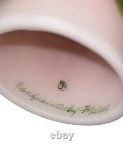 Fenton Art Glass Light Pink Fairy Lamp Handpainted Floral Signed By Artist