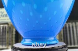 Fenton Art Glass Opaque Blue Overlay Bubble Optic Vase Large Scarce Made 1961-62