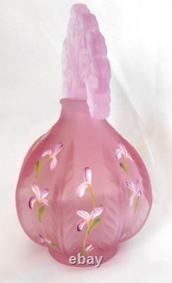 Fenton Art Glass Perfume Bottle with a Floral Stopper, Lynn Fenton signature