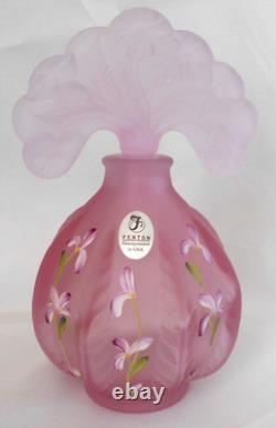 Fenton Art Glass Perfume Bottle with a Floral Stopper, Lynn Fenton signature
