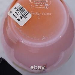 Fenton Art Glass Pink Coral 7 Autumn Leaves Vase Centennial Collection #487