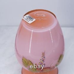 Fenton Art Glass Pink Coral 7 Autumn Leaves Vase Centennial Collection #487