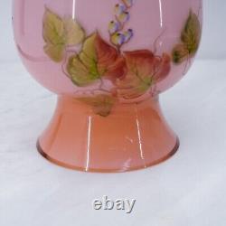 Fenton Art Glass Pink Coral 7 Autumn Leaves Vase Centennial Collection #487