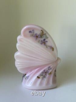 Fenton Art Glass Pink Rosalene Butterfly Hand Painted