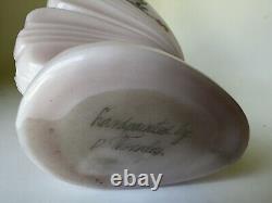 Fenton Art Glass Pink Rosalene Butterfly Hand Painted