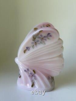 Fenton Art Glass Pink Rosalene Butterfly Hand Painted