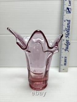 Fenton Art Glass Pink Vase Whimsy End Of Day Employee Take-home Flawless Shape