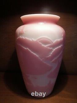 Fenton Art Glass Sandcarved Burmese Gauley River Sunrise by Kelsey Murphy #340