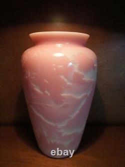 Fenton Art Glass Sandcarved Burmese Gauley River Sunrise by Kelsey Murphy #340