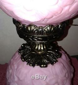 Fenton Art Glass Satin Rose (pink) Gwtw Poppy Lamp Light