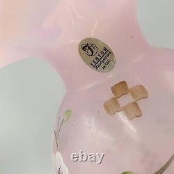 Fenton Art Glass Spring Splendor Pink 8.25 Vase opalescent hand painted 7386 X9