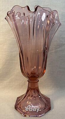 Fenton Art Glass Swung Handkerchief Tall Vase in Madras Pink