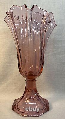 Fenton Art Glass Swung Handkerchief Tall Vase in Madras Pink
