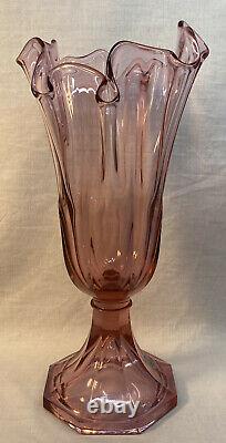 Fenton Art Glass Swung Handkerchief Tall Vase in Madras Pink