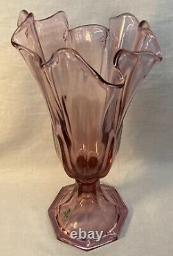 Fenton Art Glass Swung Handkerchief Tall Vase in Madras Pink