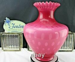 Fenton Art Glass Wild Rose Overlay Bubble Optic Vase Large Scarce Made 1961-62