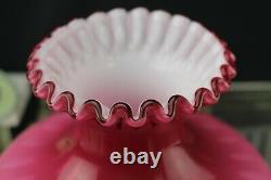 Fenton Art Glass Wild Rose Overlay Bubble Optic Vase Large Scarce Made 1961-62