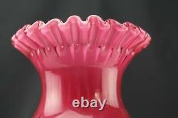 Fenton Art Glass Wild Rose Overlay Bubble Optic Vase Large Scarce Made 1961-62