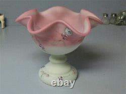 Fenton BURMESE EPERGNE Lotus Mist & Pink Berry & Butterfly 95 Anniversary 1 Horn