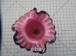 Fenton Black Rose Hand Vase Iridized White Hand with Pink/Black Flower Vase