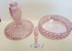 Fenton Boxtle Pink Opalescent Hobnail Powder Jar and Perfume bottle in One