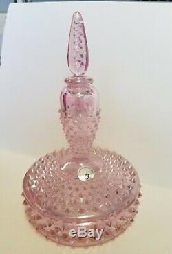 Fenton Boxtle Pink Opalescent Hobnail Powder Jar and Perfume bottle in One