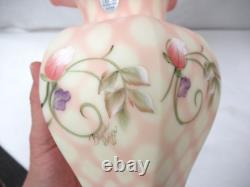 Fenton Burmese Glass Adoration Rose Diamond Optic Vase 10 Family Signature LE HP