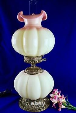 Fenton Burmese Gone With The Wind Jumbo Undecorated Lamp 28 1/2 Tall