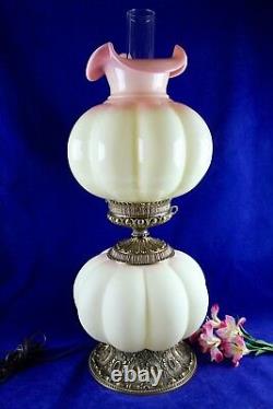 Fenton Burmese Gone With The Wind Jumbo Undecorated Lamp 28 1/2 Tall