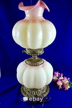 Fenton Burmese Gone With The Wind Jumbo Undecorated Lamp 28 1/2 Tall