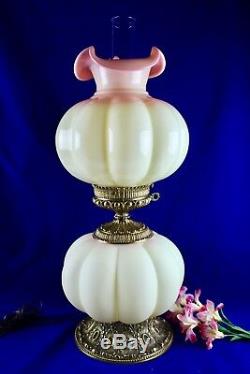 Fenton Burmese Gone With The Wind Undecorated Lamp 28 1/2 Tall