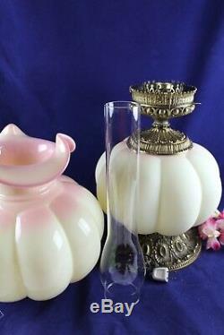 Fenton Burmese Gone With The Wind Undecorated Lamp 28 1/2 Tall