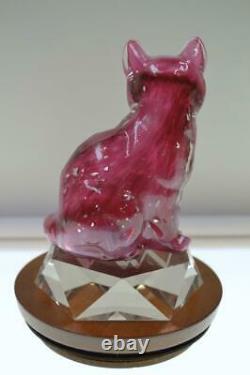 Fenton CAT BLOWN Cranberry & Pink Slag SLVR Mica FETTY TTC Exc OOAK freeUSAship