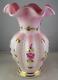 Fenton Charleton Collection Melon Rib Pink 2002 Art Glass Vase