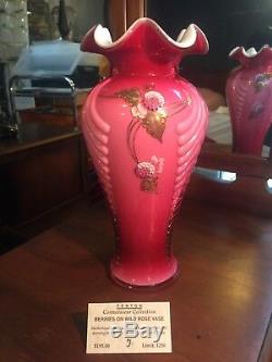 Fenton Connoisseur Berries On Wild Rose Vase Signed Limited Edition #312/1250