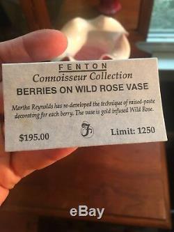 Fenton Connoisseur Berries On Wild Rose Vase Signed Limited Edition #312/1250