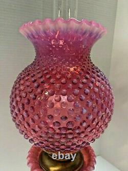 Fenton Cranberry Opalescent Hobnail Glass Gone With The Wind Gwtw Parlor Lamp