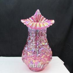 Fenton Cranberry Opalescent Iridized Jack in Pulpit Poppy Show Vase U30