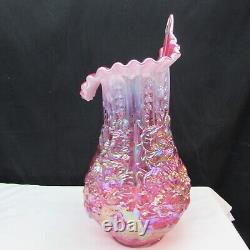 Fenton Cranberry Opalescent Iridized Jack in Pulpit Poppy Show Vase U30