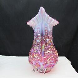 Fenton Cranberry Opalescent Iridized Jack in Pulpit Poppy Show Vase U30