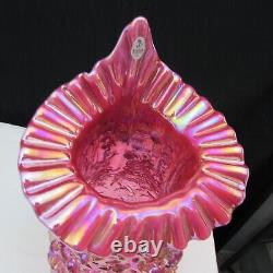 Fenton Cranberry Opalescent Iridized Jack in Pulpit Poppy Show Vase U30