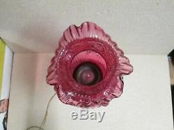 Fenton Cranberry Rose Gone with the Wind Victorian Electric Large Lamp 22+ t