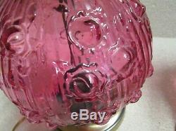 Fenton Cranberry Rose Gone with the Wind Victorian Electric Large Lamp 22+ t