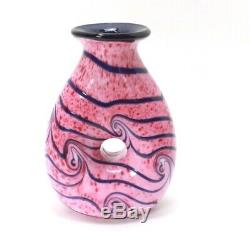 Fenton Dave Fetty Art Glass Pink Mosaic Donut Vase Fetty Mark